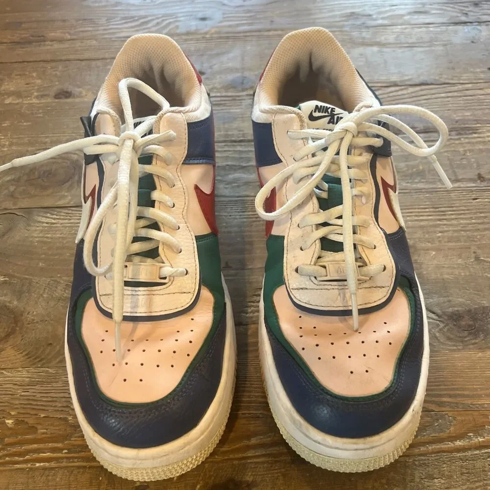 Nike Air Force 1 Shadow Mystic Low Top Navy Pink Green Red White Women’s Sz 10
